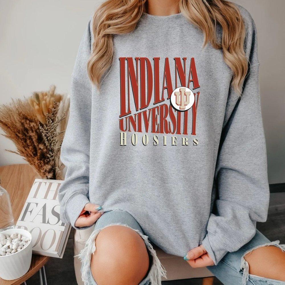 Indiana Hoosiers University Crewneck Black Sweater Unisex Sweatshirt